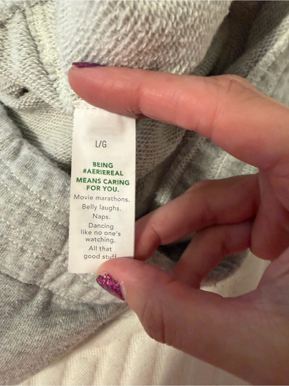 aerie Light Gray Cozy Track Pants sweatpants women’s large - Picture 5 of 7
